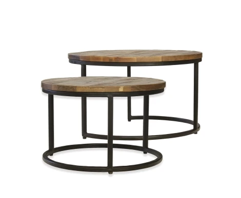 Industrial Mango Round Coffee Table Set /2