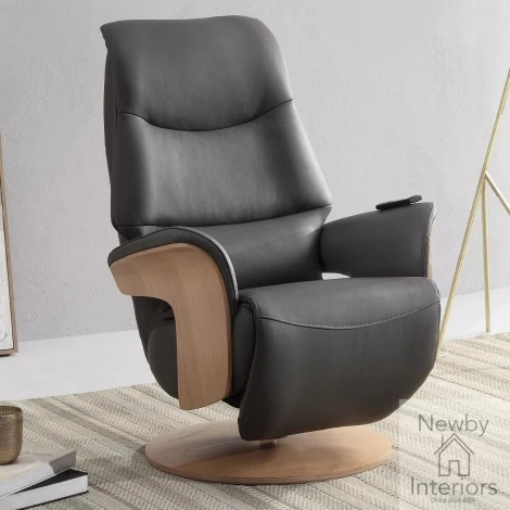 GFA Iowa Charcoal Leather Electric Swivel Recliner