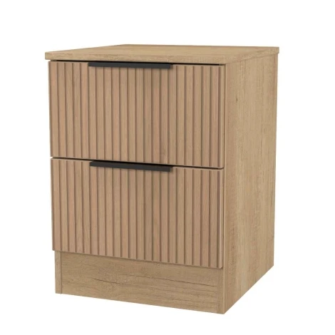 JAV005-SE-NB - Java - 2 Drawer Bedside Cabinet / Bedside Table / Nightstand - Slatted Effect Front and Nebraska Base
