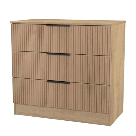 JAV010-SE-NB - Java - Chest of 3 Drawers - Slatted Effect Front and Nebraska Base