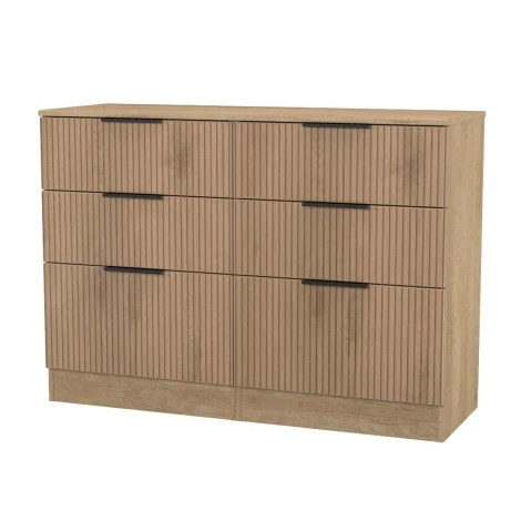 JAV015-SE-NB - Java - Midi Chest of 6 Drawers - Slatted Effect Front and Nebraska Base