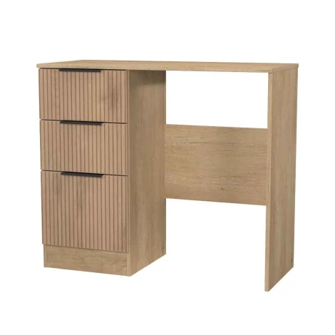 JAV031-SE-NB - Java - Single Pedestal Dressing Table / Vanity Table / Desk - Slatted Effect Front and Nebraska Base