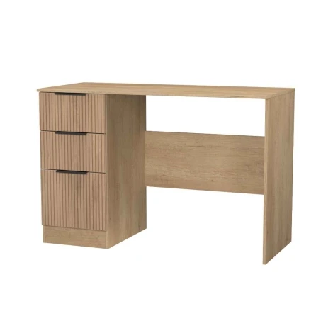 JAV032-SE-NB - Java - Single Pedestal Desk / Vanity Table - Slatted Effect Front and Nebraska Base