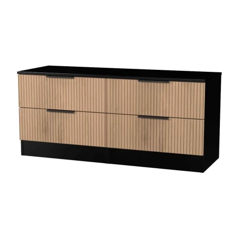 JAV036-SE-BM - Java - 4 Drawer Bed Box - Slatted Effect Front and Black Matt Base