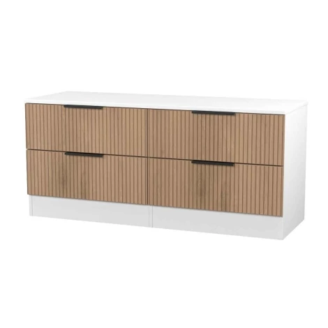 JAV036-SE-WM - Java - 4 Drawer Bed Box - Slatted Effect Front and White Matt Base