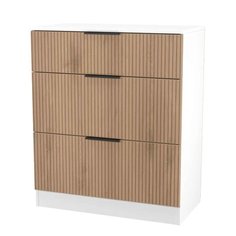 JAV049-SE-WM - Java - 3 Drawer Deep Chest - Slatted Effect Front and White Matt Base