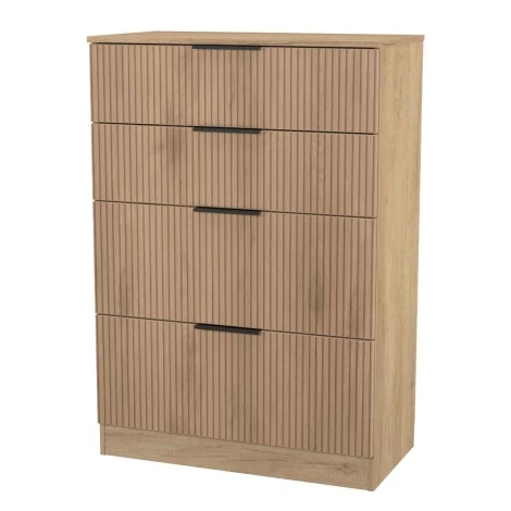 JAV050-SE-NB - Java - Chest of 4 Deep Drawers - Slatted Effect Front and Nebraska Base