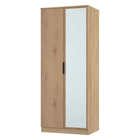 JAV087-SE-NB - Java - Tall 2ft6in Mirrored Wardrobe - Slatted Effect Front and Nebraska Base