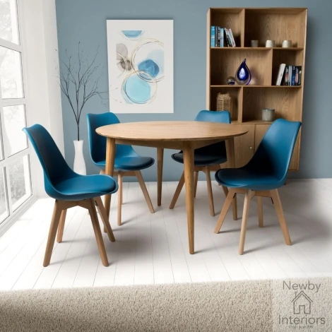 JEN-110 - Jenson Oak Top 1.1m Small Round Dining Table with Wooden Legs