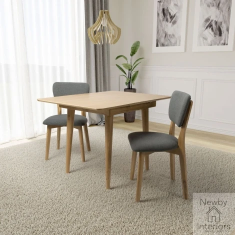JEN-111 - Jenson Grey Fabric Dining Chair with Oak Legs (Pair)