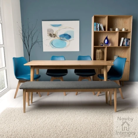 JEN-160 - Jenson Oak Top 1.6m Medium Dining Table with Wooden Legs