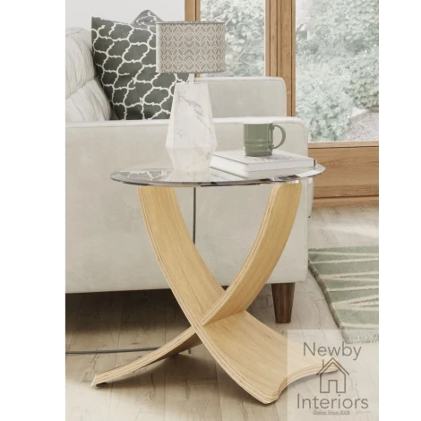 Jual Siena Curve Oak Lamp Table