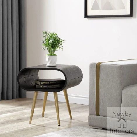 JF722 BLACK & BRASS LAMP TABLE - Jual Auckland Black & Brass Side Table