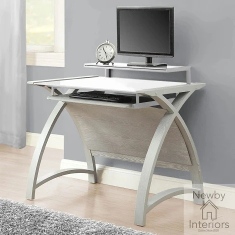 PC201 DESK GW 900 - Jual Helsinki Grey & White Glass 90cm Desk | Jual | Newby House Interiors