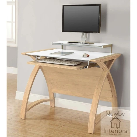 PC201 DESK OW 900 - Jual Helsinki Oak & White Glass 90cm Desk | Jual | Newby House Interiors