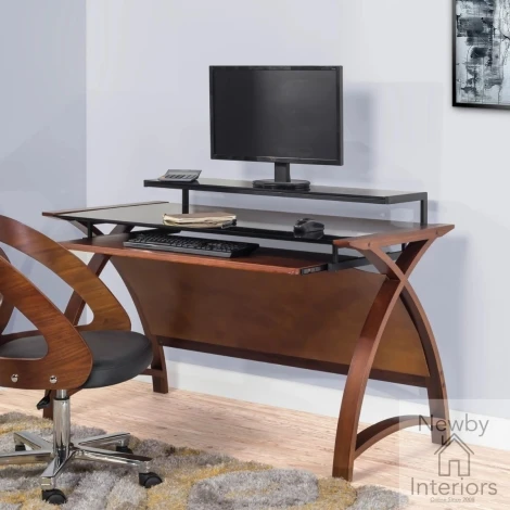 PC201 DESK WB 900 - Jual Helsinki Walnut & Black Glass 90cm Desk | Jual | Newby House Interiors