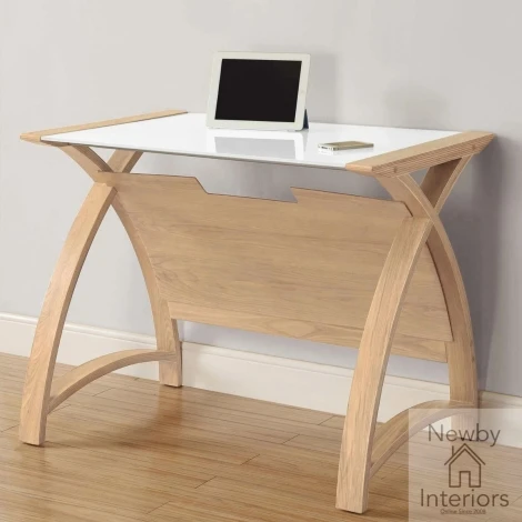 PC201 TABLE 900 OW - Jual Helsinki Oak & White Glass 90cm Laptop Desk (PC201LT) | Jual | Newby House Interiors