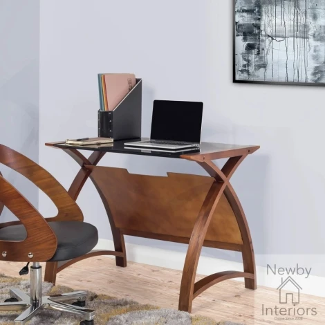 PC201 TABLE 900 WB - Jual Helsinki Walnut & Black Glass 90cm Laptop Desk (PC201LT) | Jual | Newby House Interiors