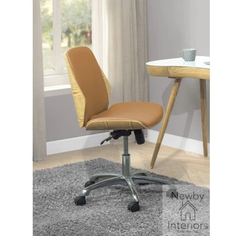 Jual Oak Tan Leather Office Chair | Jual | Newby House Interiors