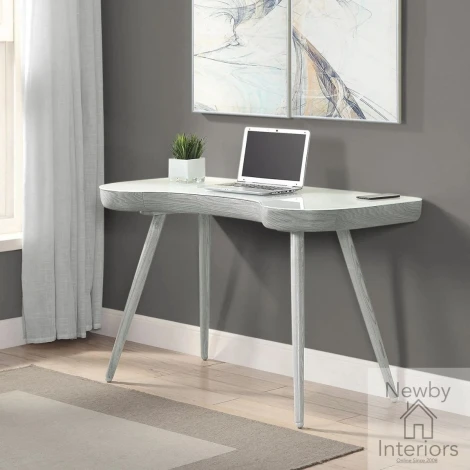Jual San Francisco Executive Grey & White Glass Desk