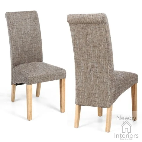 009-03-11-05-02 - Karta Scroll Back Tweed Oatmeal Dining Chair (Pair)