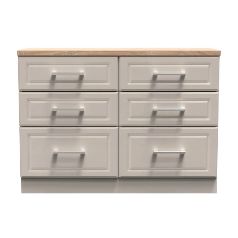 KEN015-KAMO - Kent - Kashmir Ash - Medium - Chest of 6 Drawer - Bardolino Oak Top