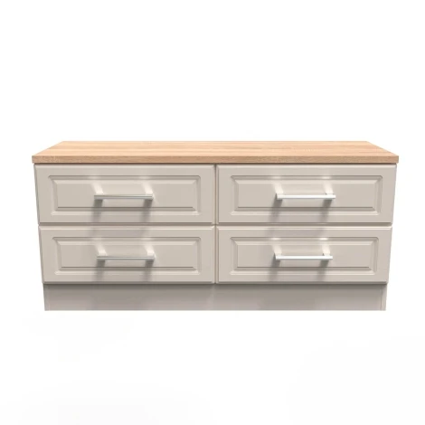 KEN036-KAMO - Kent - Kashmir Ash - 4 Drawer - Bed Box - Bardolino Oak Top