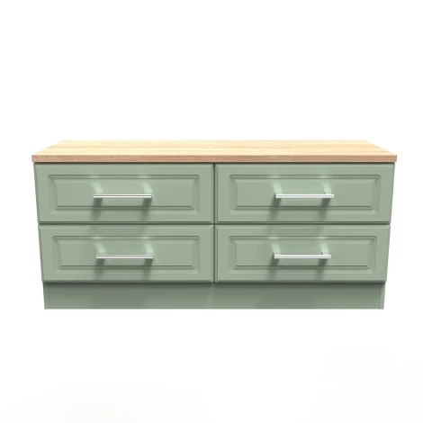 KEN036-RGBO - Kent - Reed Green - 4 Drawer - Bed Box - Bardolino Oak Top
