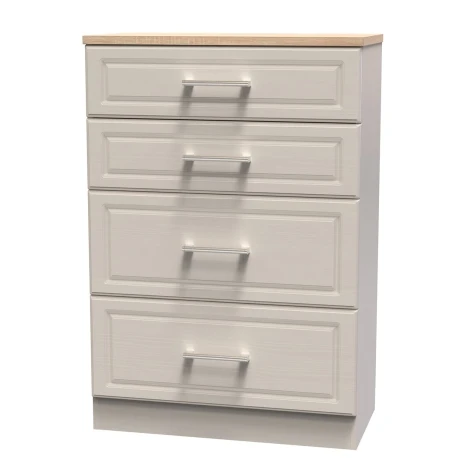 KEN050-KAMO - Kent - Kashmir Ash - Deep - Chest of 4 Drawers - Bardolino Oak Top