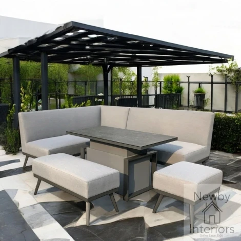 Kimmie Outdoor Corner Sofa & Gas Lift Dining Table Set