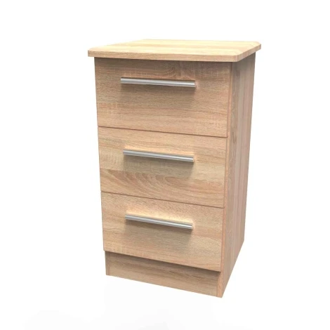 KNI001-BO-BO - Knightsbridge - Bardolino Oak 3 Drawer Bedside Cabinet / Bedside Table / Nightstand
