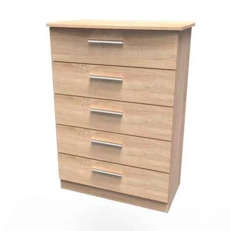 KNI012-BO-BO - Knightsbridge - Bardolino Oak Chest of 5 Drawers