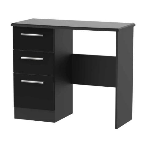 KNI031-BG-BM - Knightsbridge - Single Pedestal Dressing Table / Vanity Table / Desk - Black Gloss Front and Matt Base