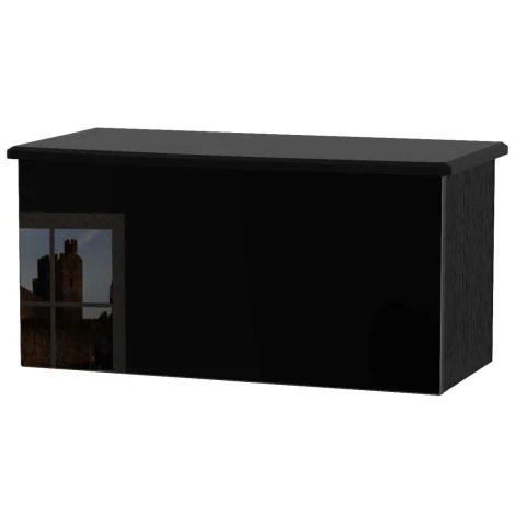 KNI035-BG-BM - Knightsbridge - Blanket Box - Black Gloss Front and Matt Base