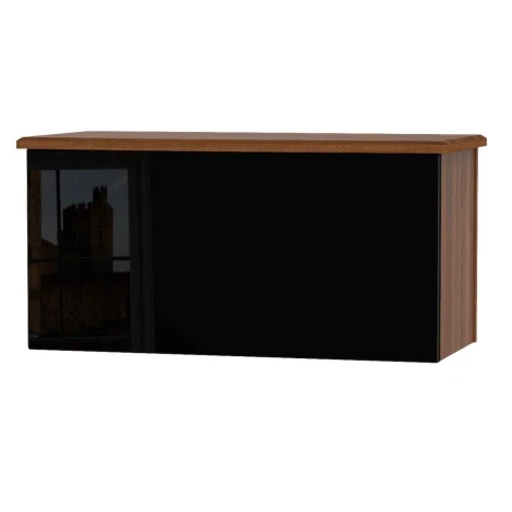 KNI035-BG-NW - Knightsbridge Black Gloss & Noche Walnut Blanket Box