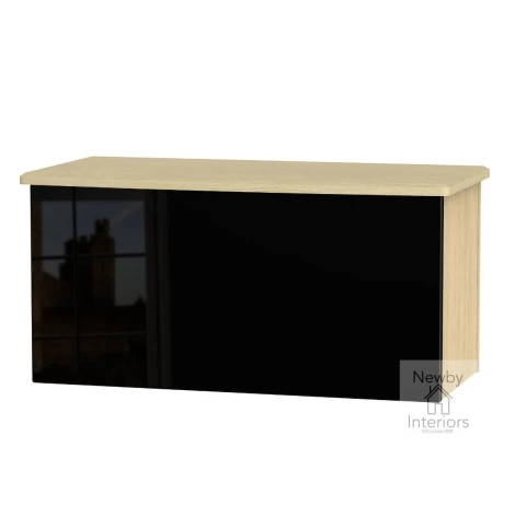 KNI035-BG-OK - Knightsbridge Black Gloss & Oak Blanket Box