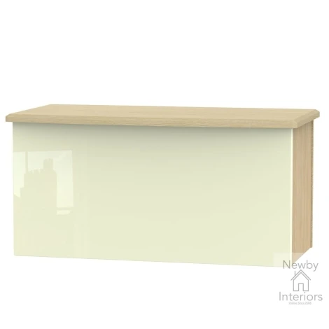 KNI035-CG-OK - Knightsbridge Cream Gloss & Oak Blanket Box