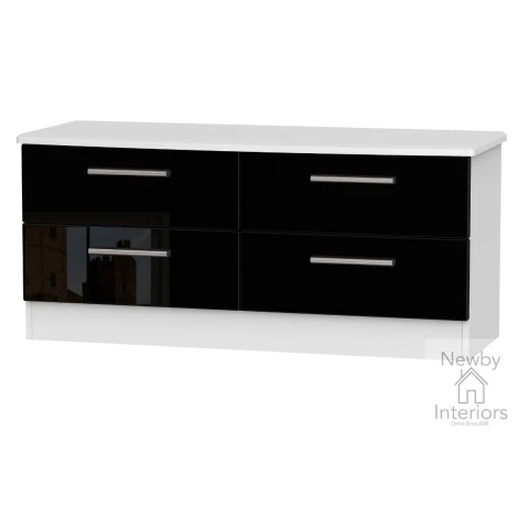KNI036-BG-BW - Knightsbridge Black Gloss & White 4 Drawer Bed Box