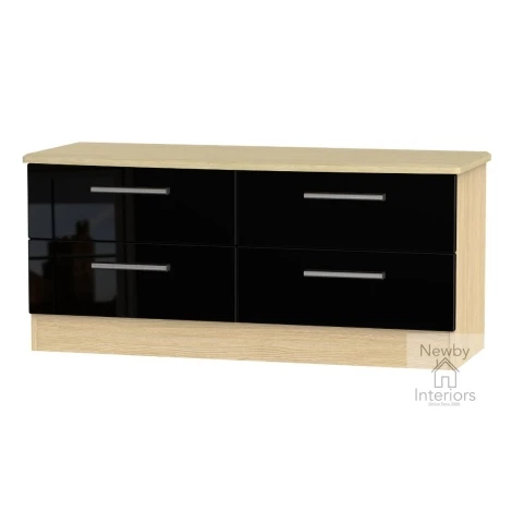 KNI036-BG-OK - Knightsbridge Black Gloss & Oak 4 Drawer Bed Box