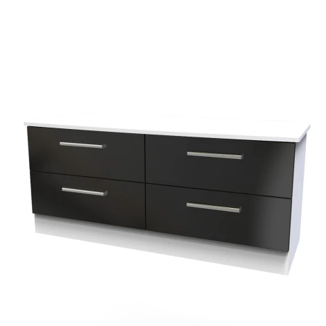KNI036-BG-WM - Knightsbridge Black Gloss & White Matt 4 Drawer Bed Box