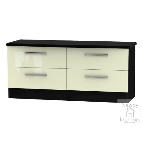 KNI036-CG-BM - Knightsbridge Cream Gloss & Black Matt 4 Drawer Bed Box