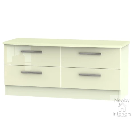 KNI036-CG-CM - Knightsbridge Cream Gloss 4 Drawer Bed Box