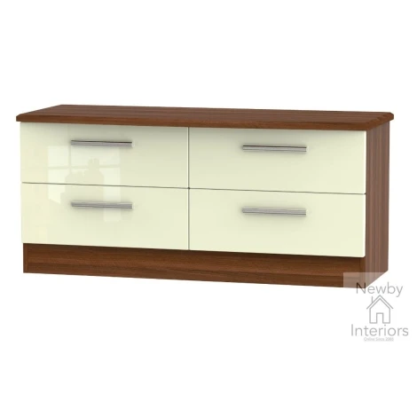 KNI036-CG-NW - Knightsbridge Cream Gloss & Noche Walnut 4 Drawer Bed Box
