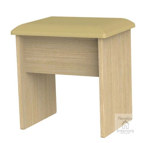 KNI040-BG-OK - Knightsbridge Dressing Table Stool / Vainty Stool Black Gloss Front and Oak Base