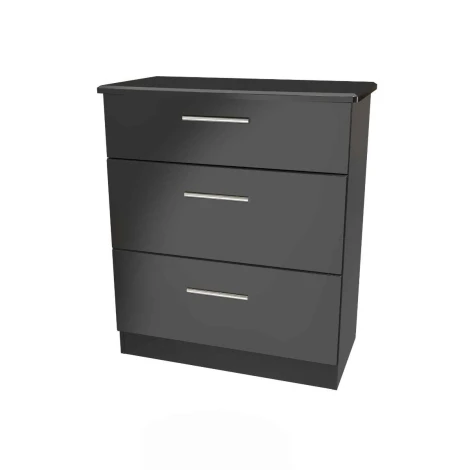 KNI049-BG-BM - Knightsbridge Black Gloss 3 Drawer Deep Chest
