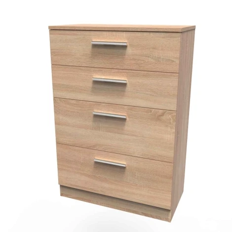 KNI050-BO-BO - Knightsbridge Bardolino Oak 4 Deep Drawer Chest