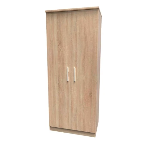 KNI060-BO-BO - Knightsbridge Bardolino Oak 2 Door Double Plain Wardrobe