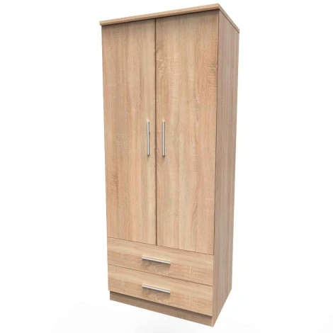 KNI061-BO-BO - Knightsbridge Bardolino Oak 2 Door 2 Drawer Double Wardrobe