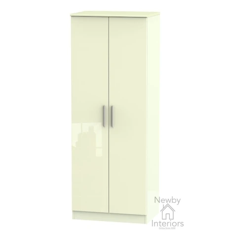 KNI085-CG-CM - Knightsbridge Cream Gloss Tall 2ft6in Double Hanging Wardrobe