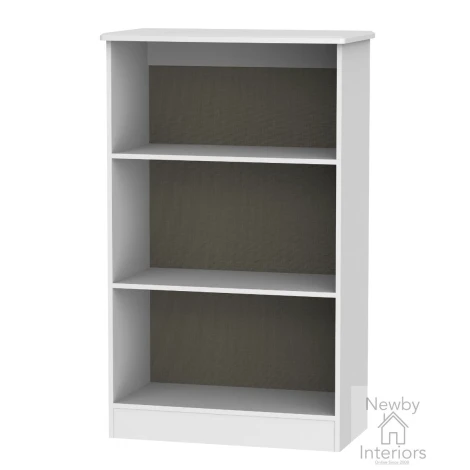 KNI092-BG-BW - Knightsbridge Black Gloss & White 2 Open Shelves Bookcase